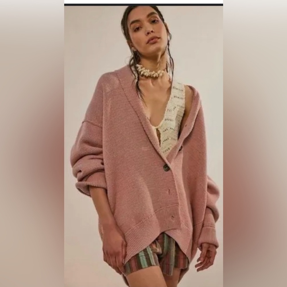 FREE PEOPLE - Chamomile Cardi In Washed Russet Acorn -size small